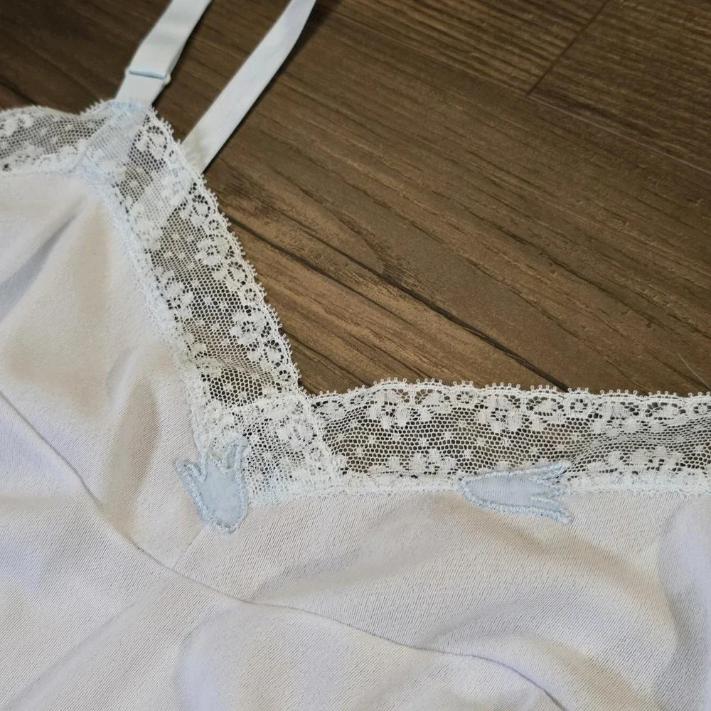 Vintage Sears Nightgown Size 38 Sheer Baby Blue‎ Tricot Chiffon Lace 50s 60s